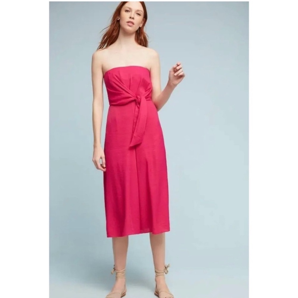Maeve Strapless Fuchsia Pink Midi Dress